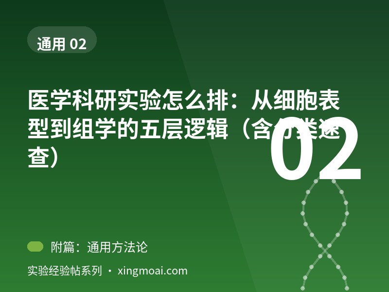 医学科研实验怎么排：从细胞表型到组学的五层逻辑（含分类速查）